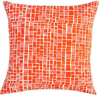 CB2 Block Print Orange And White 20" Pillow
