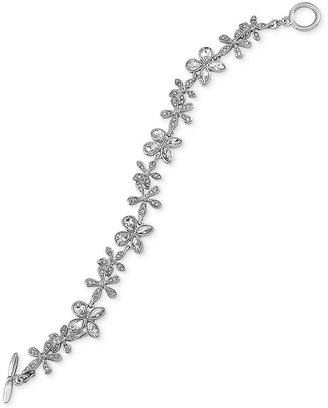 Carolee Silver-Tone Crystal Flower and Butterfly Flex Bracelet