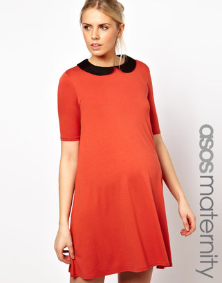 ASOS Maternity Swing Dress With Peter Pan Collar and 1/2 Sleeve