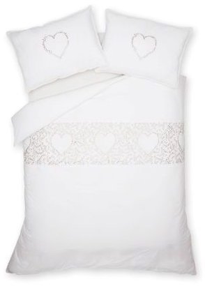 Next Dainty Embroidered Heart Bed Set