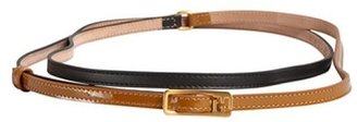 Fendi black and tobacco leather wrap belt