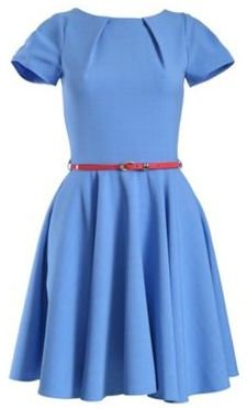 Closet Blue cap sleeve flared belted dress