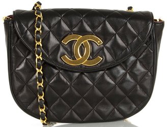 Chanel Vintage Matelassé Leather Large Logo Shoulder Bag