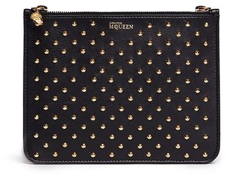 Alexander McQueen Stud skul charm double compartment leather pouch