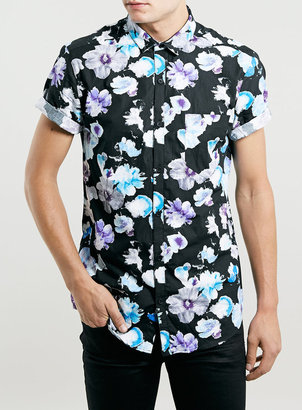 Topman Black Floral Design short sleeve Shirt