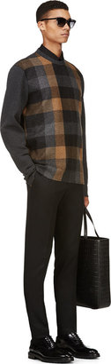 Lanvin Grey Felted Wool Check Sweater