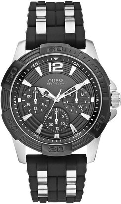 GUESS Oasis Multi-Function Black Silicone Strap Mens Watch