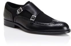 HUGO BOSS 'Brandeno' - Italian Leather and Suede Double Monk Strap Wingtip Dress Shoe