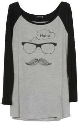 ChicNova Mustache & Glasses Printed Round Neckline T-shirt
