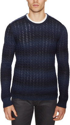 Space Dyed Crewneck Cable Stitch Sweater
