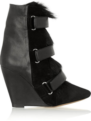 Isabel Marant Pierce suede, leather and calf hair wedge boots