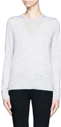 Theory Contrast knit wool-blend round neck sweater