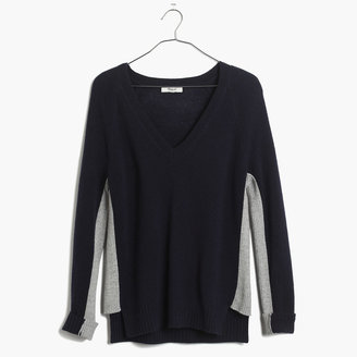 Madewell Line-Stripe V-Neck Sweater