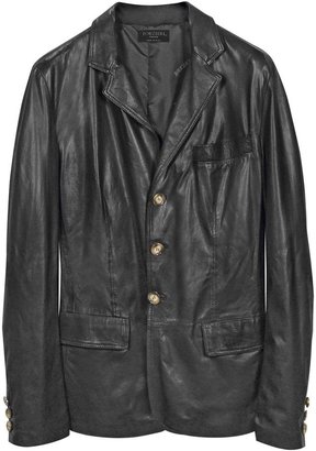 Forzieri Black Leather 3-Button Blazer