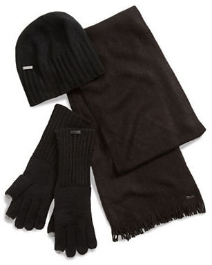 Calvin Klein Three-Piece Hat, Scarf and Tech Gloves Gift Set - BLACK