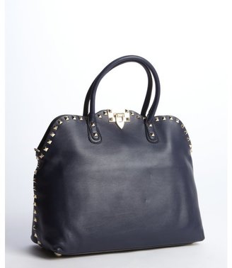 Valentino marine blue leather studded convertible tote