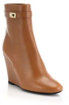 Fendi Cathy Leather Wedge Ankle Boots