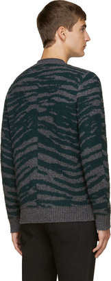 Marc Jacobs Grey & Green Tiger Stripe Cashmere Sweater