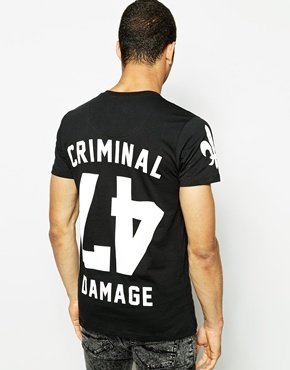 Criminal Damage T-Shirt with Team Paris Print - black