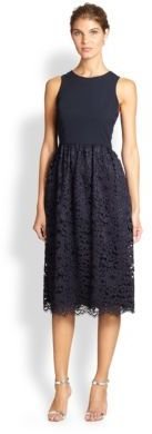 Shoshanna Harlow Lace-Skirt Midi Dress