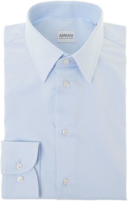 Armani Collezioni Men's Textured regular fit light blue shirt