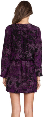 Karina Grimaldi Purple Silk Purple Granite Print Miranda Mini Dress