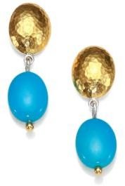 Gurhan Curve Turquoise, 24K Yellow Gold & Sterling Silver Drop Earrings