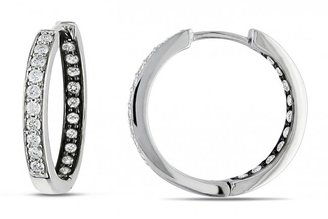 Ice 1/2 CT Diamond and Sterling Silver and Black Rhodium Hoop Earrings