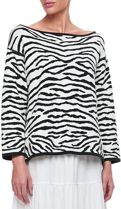 Joan Vass Reversible Animal Print Pullover Sweater