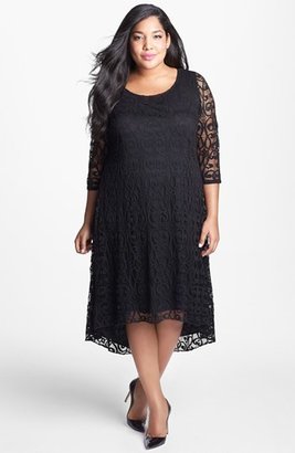 Adrianna Papell Lace High/Low Dress (Plus Size)