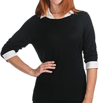 August Silk Layered Look Sweater - 12-Gauge, Elbow Sleeve (For Women)