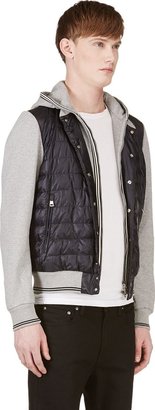 Moncler Heather Grey Layer-Look Hooded Sweater