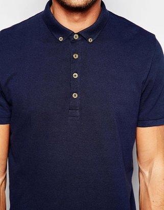 ASOS Polo Shirt In Pique With Button Down Collar