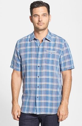 Tommy Bahama 'I'm So Plaid' Island Modern Fit Linen Blend Camp Shirt