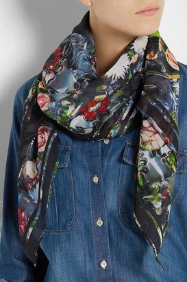 McQ Festive Floral printed modal scarf