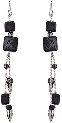 House Of Cach Black Lava Rock Shoulder Duster Earrings
