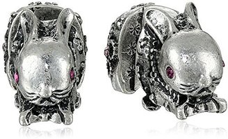 Betsey Johnson BJ's Menagerie" Bunny Front and Back Stud Earrings