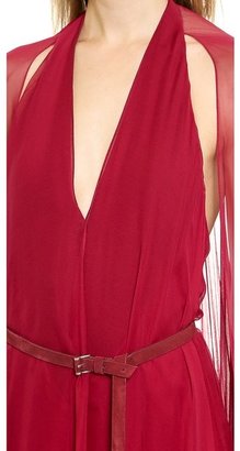 Donna Karan Asymmetrical Evening Gown with Belt