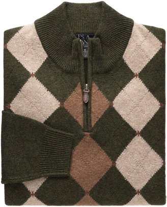 Jos. A. Bank Lambswool Patterned Argyle Half-Zip Sweater