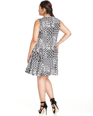 NY Collection Plus Size Printed Sleeveless Dress