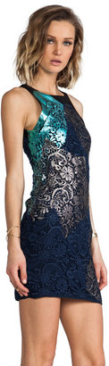 Cynthia Rowley Foiled Lace Fitted Tank Dress