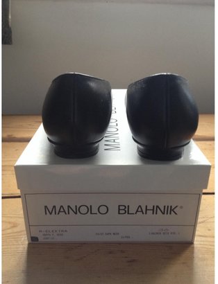 Manolo Blahnik Black Leather Flats