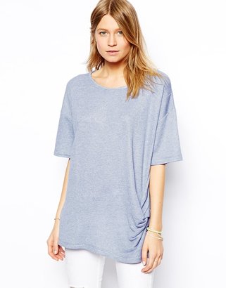 ASOS Tunic with Short Sleeves and Twist Front Detail - Pink