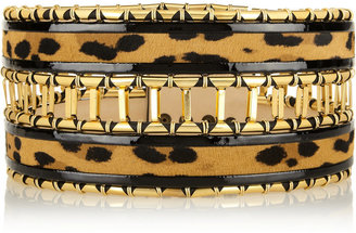 Balmain Embellished leopard-print calf hair waist belt