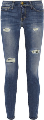 Current/Elliott The Ankle Skinny distressed mid-rise jeans