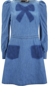 Love Moschino Women's Bow Denim Dress Blue