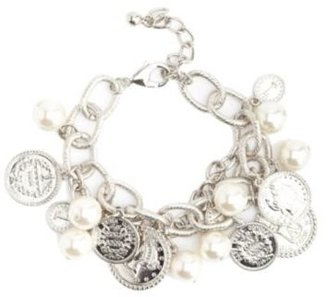 Charlotte Russe Pearl & Coin Charm Bracelet