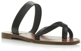 Steve Madden AINTSO SM - BLACK Strappy Ring Toe Flat Sandal