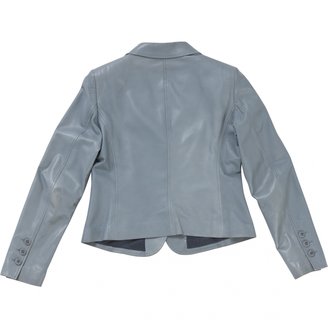 Emporio Armani Blue Leather Jacket