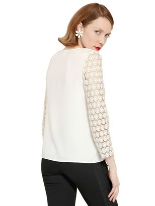 Moschino Cheap & Chic Lace Sleeve Top